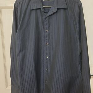 Calvin Klein Men’s Dark Blue Striped Button Down Shirt Size Large/XL